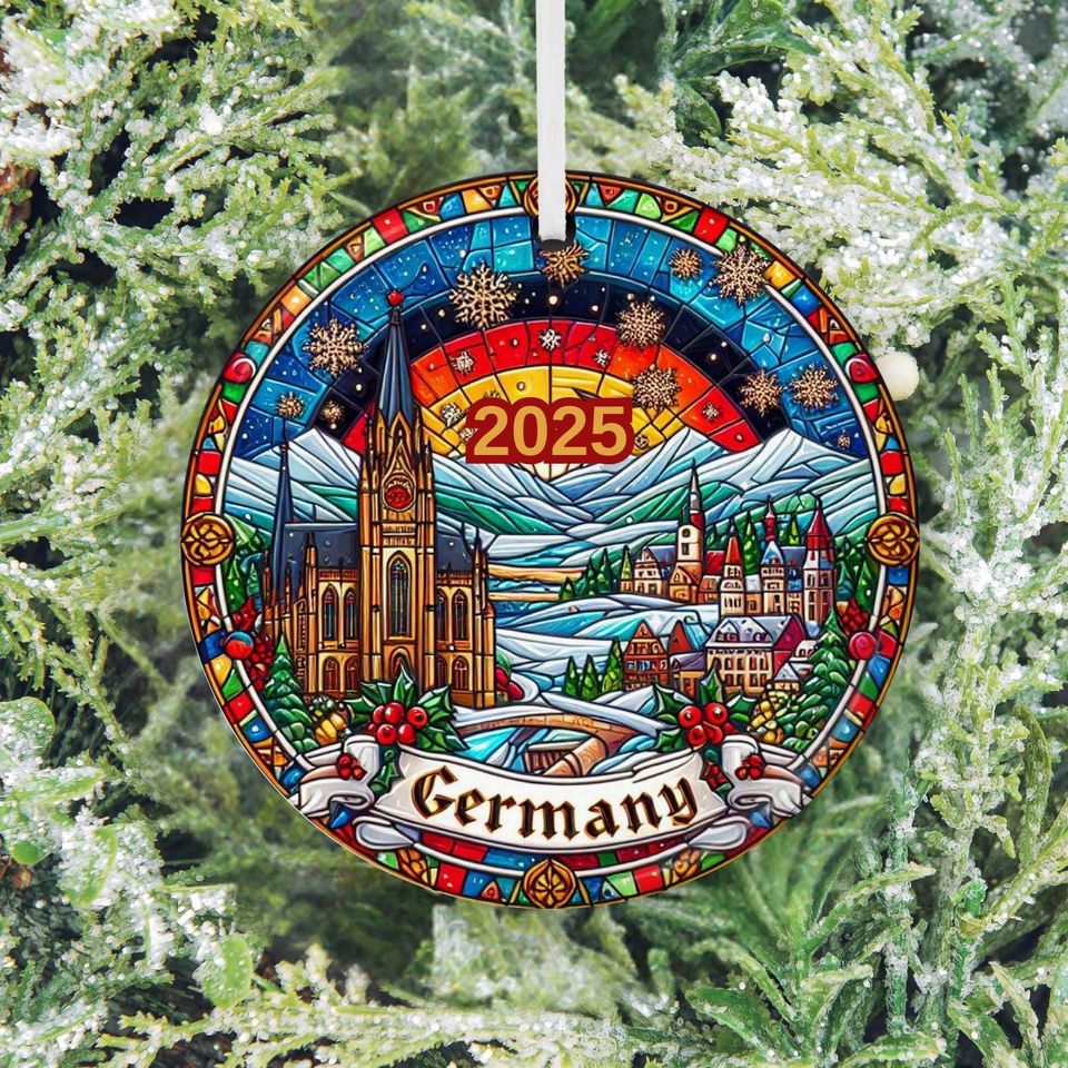 Germany Ceramic Christmas Ornament: Faux Stained Glass Effect