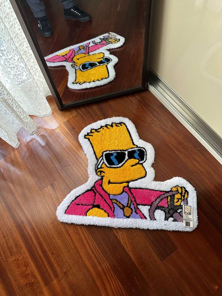 Bart Simpson Rug, Simpsons Tufted Rug, Cartoon Character Rug, Handmade Bedroom Decor, Gift