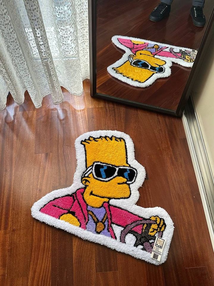 Bart Simpson Rug, Simpsons Tufted Rug, Cartoon Character Rug, Handmade Bedroom Decor, Gift
