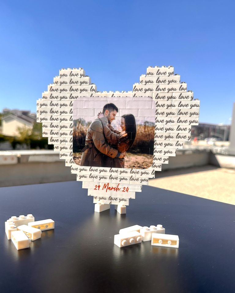 Custom Photo Puzzle Blocks For Couples: Heart-Shaped Couple Gift  | Anniversary Gift | Personalized Christmas Gift For Couples