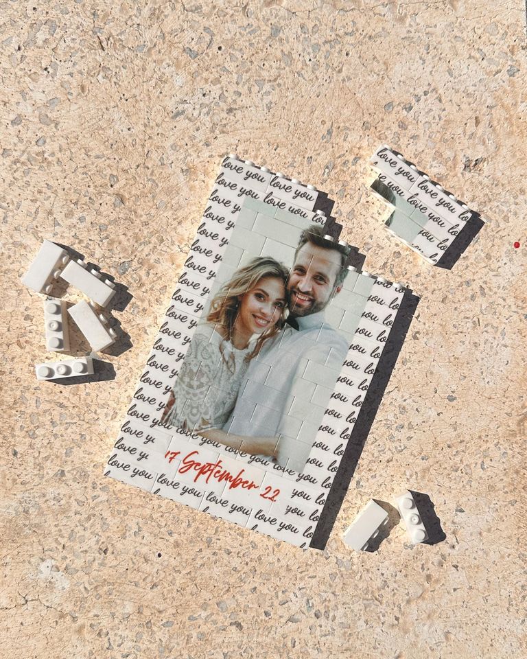 Custom Photo Puzzle Blocks For Couples: Heart-Shaped Couple Gift  | Anniversary Gift | Personalized Christmas Gift For Couples