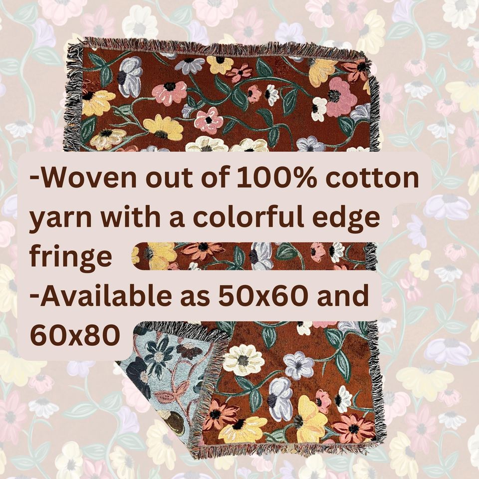 Piano Floral Woven Blanket
