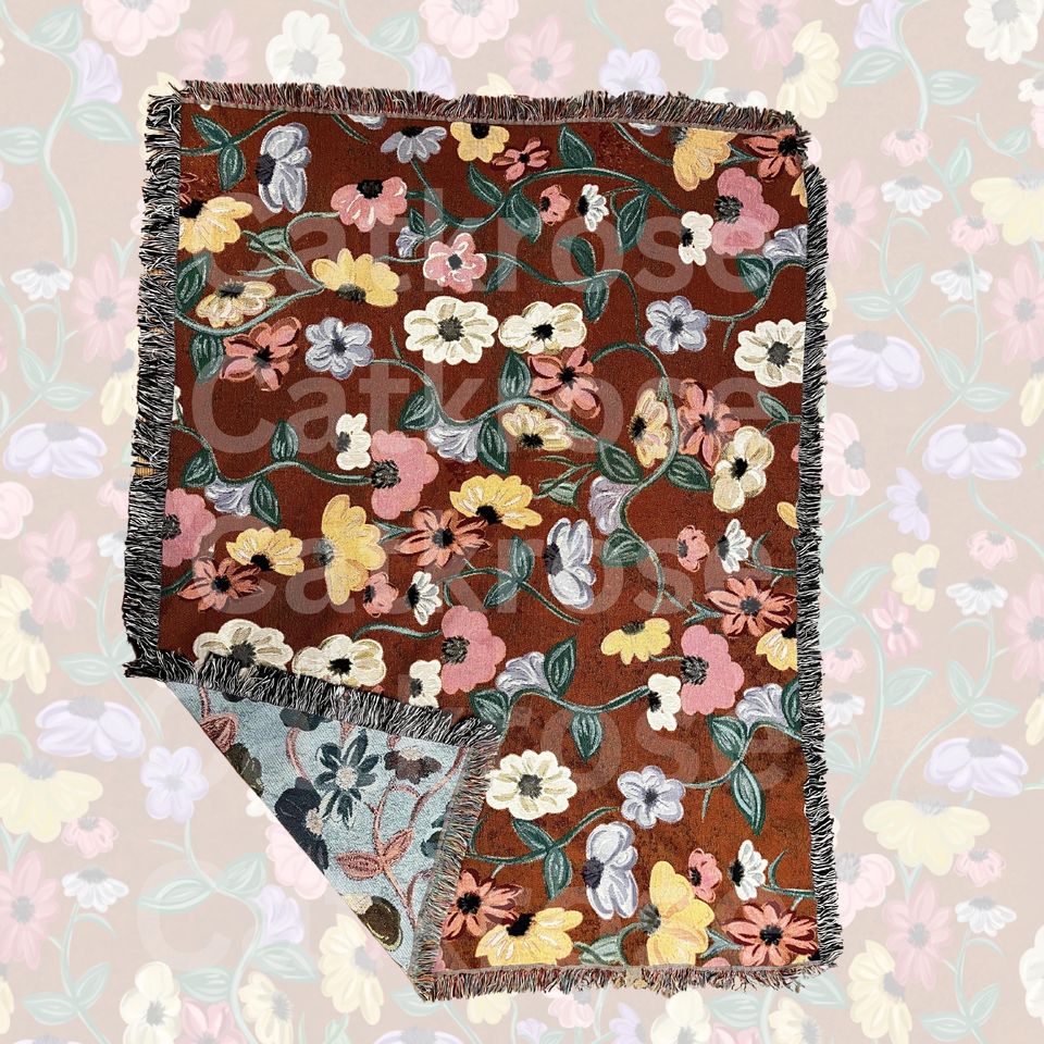 Piano Floral Woven Blanket