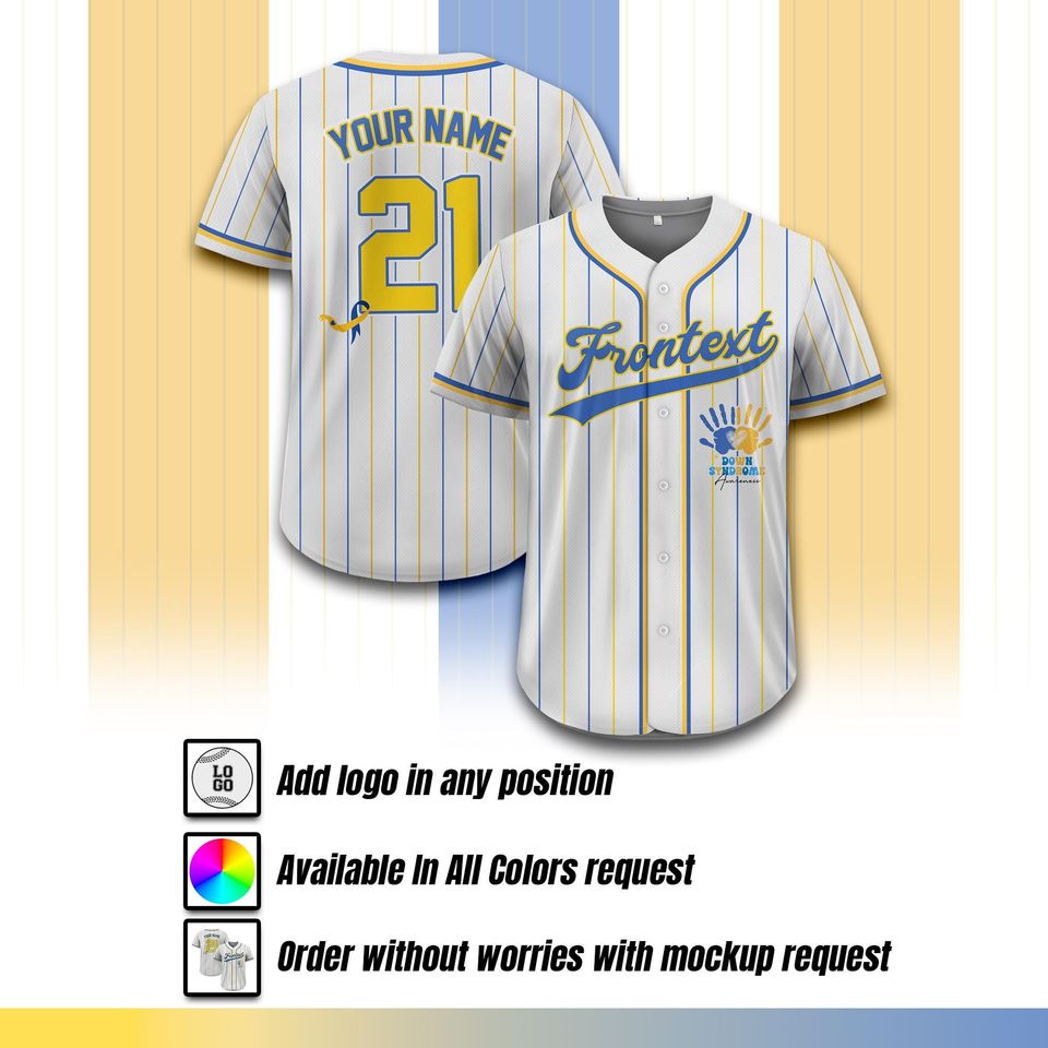 Custom Down Syndrome Awareness Baseball Jersey with Personalized Name