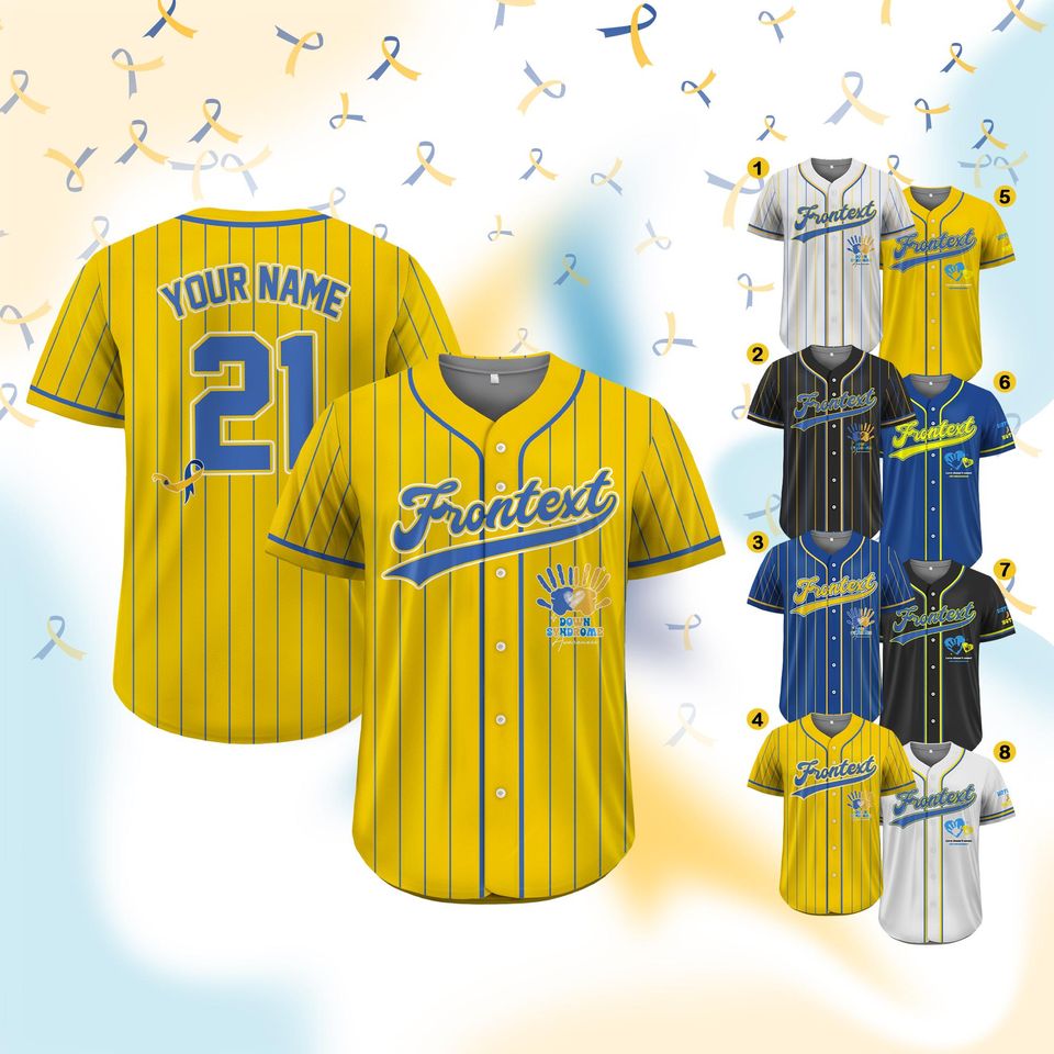 Custom Down Syndrome Awareness Baseball Jersey with Name & Number – 3/21 Gift