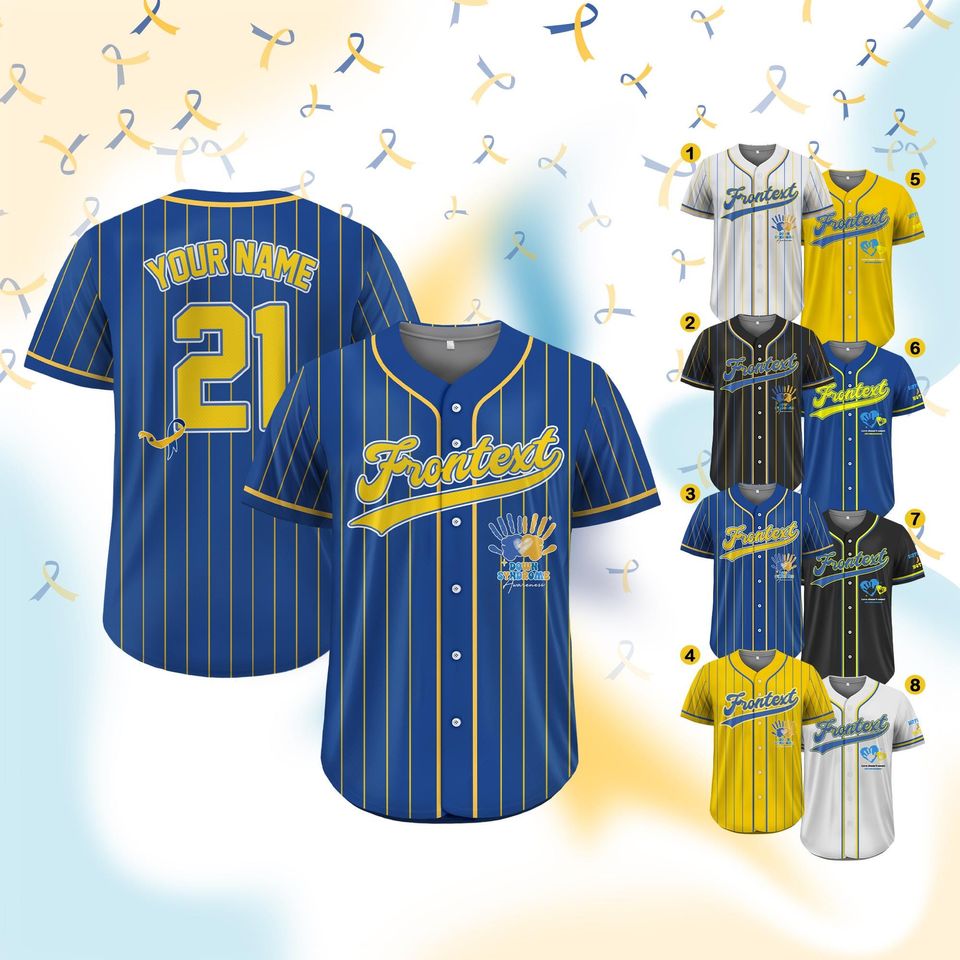 Custom Down Syndrome Awareness Baseball Jersey with Name & Number – 3/21 Gift