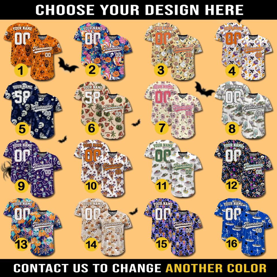 Custom Summerween Hawaiian Baseball Jersey | Personalized Summer Skeleton Ghost | Halloween Shirt