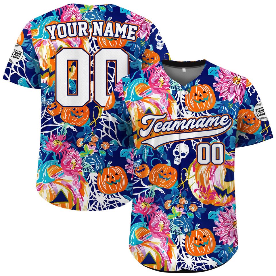 Custom Summerween Hawaiian Baseball Jersey | Personalized Summer Skeleton Ghost | Halloween Shirt