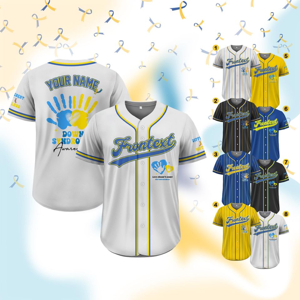 Custom Down Syndrome Awareness Baseball Jersey with Name & Number – 3/21 Gift