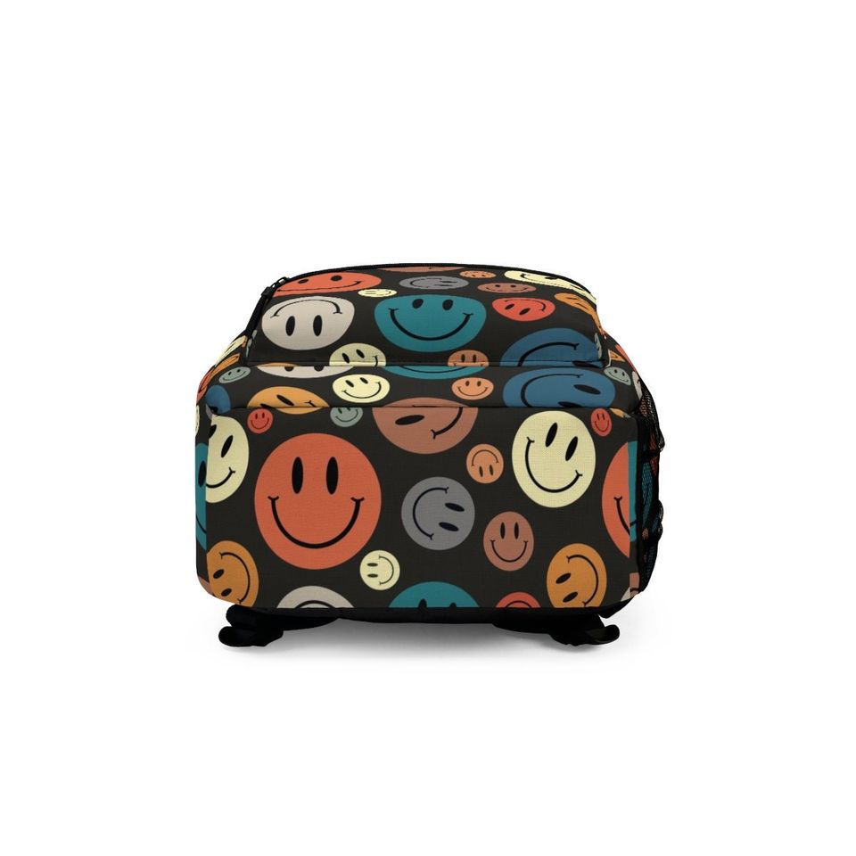 Vintage Smiley Face Backpack. Bookbag with Padded back. Light weight backpack