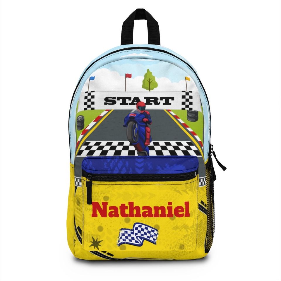 Motorcycle backpack, Back pack for kids, Backpack boys personalize, Monogram Large school backpack kid