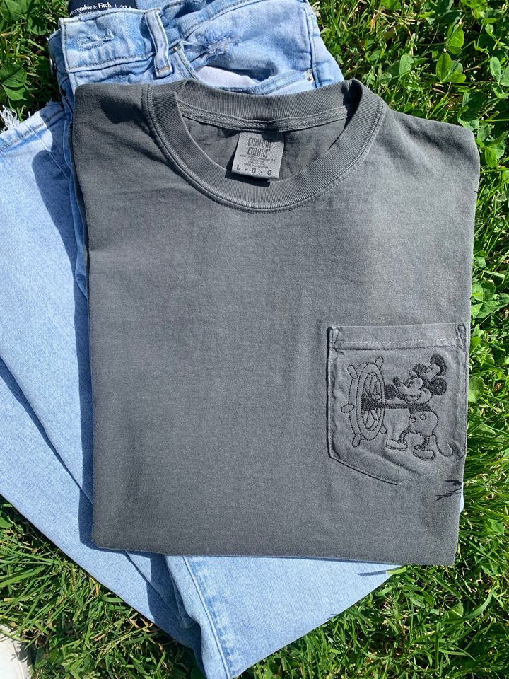 Vintage Embroidered Mickey Pocket Tee