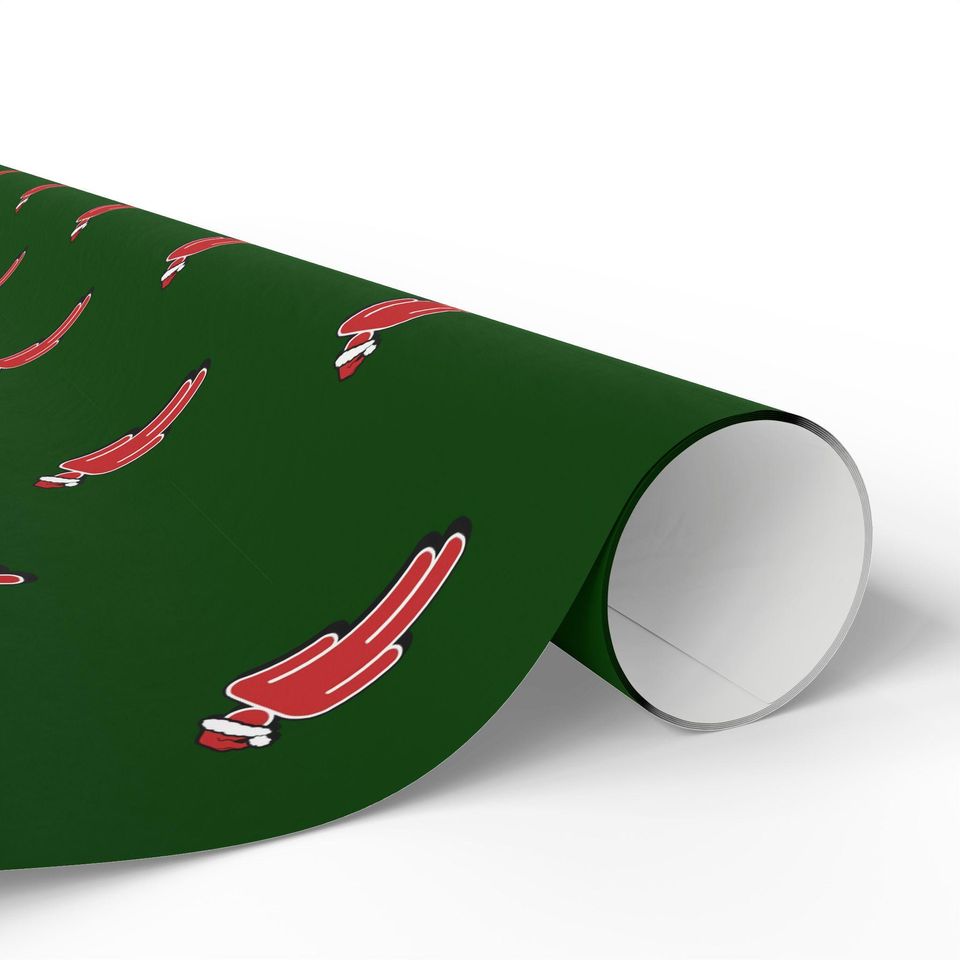 B.E. Inspired Christmas Wrapping Paper: Green Holiday Santa Icon Gift Wrap