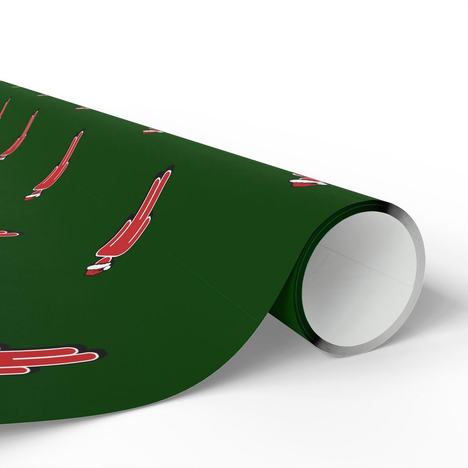 B.E. Inspired Christmas Wrapping Paper: Green Holiday Santa Icon Gift Wrap