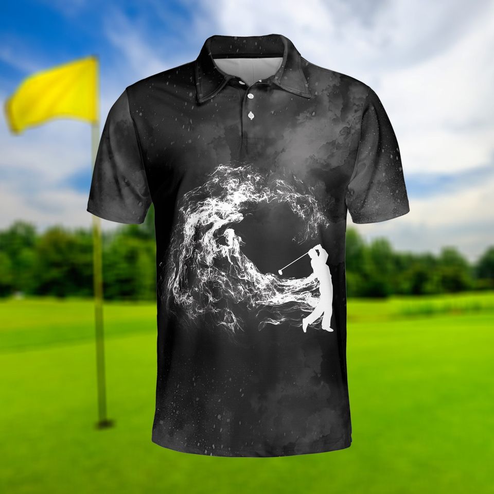 Golfer Polo Shirt, Golf Smoke Pattern Shirt, Golf Lover Shirt