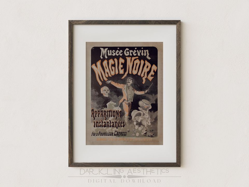 Black Magic French Show Poster | Vintage Spooky Occult Halloween Printable Wall Art