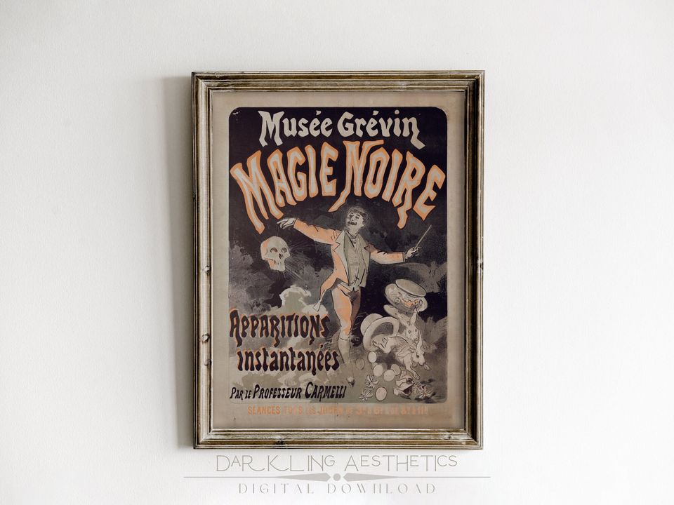Black Magic French Show Poster | Vintage Spooky Occult Halloween Printable Wall Art