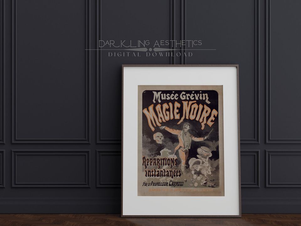 Black Magic French Show Poster | Vintage Spooky Occult Halloween Printable Wall Art