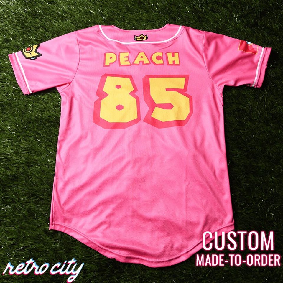 Princess Peach Mushroom Kingdom Princess Baseball Jersey *CUSTOM*
