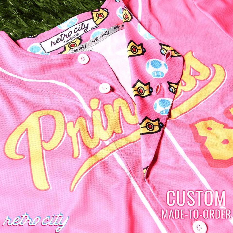 Princess Peach Mushroom Kingdom Princess Baseball Jersey *CUSTOM*