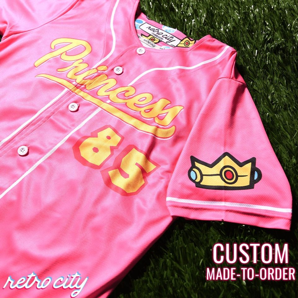 Princess Peach Mushroom Kingdom Princess Baseball Jersey *CUSTOM*