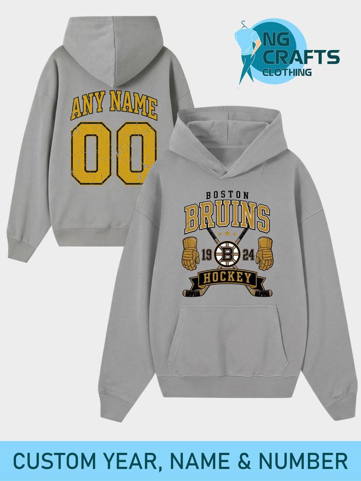 Personalized Boston Bruins Hockey Sweatshirt, Custom Name & Number