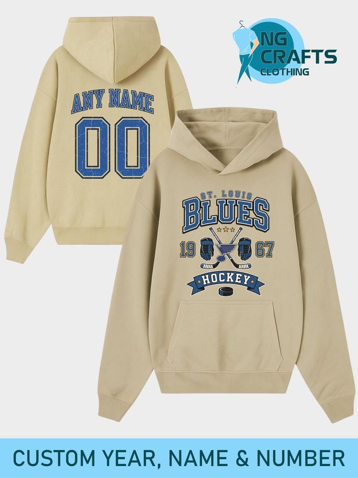 Personalized St. Louis Blues Hockey Sweatshirt, Custom Name & Number