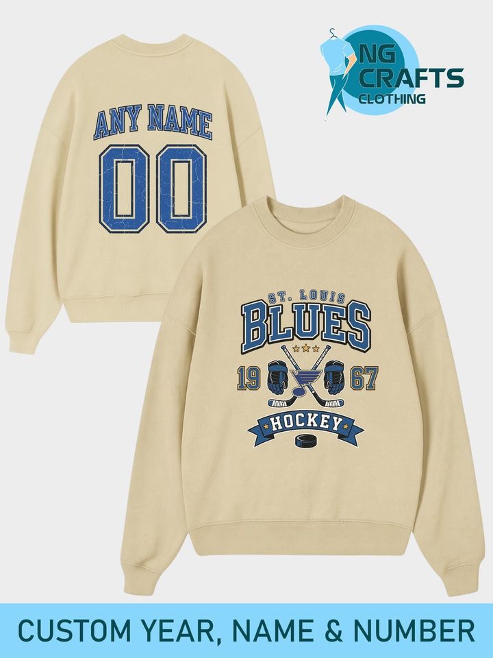 Personalized St. Louis Blues Hockey Sweatshirt, Custom Name & Number