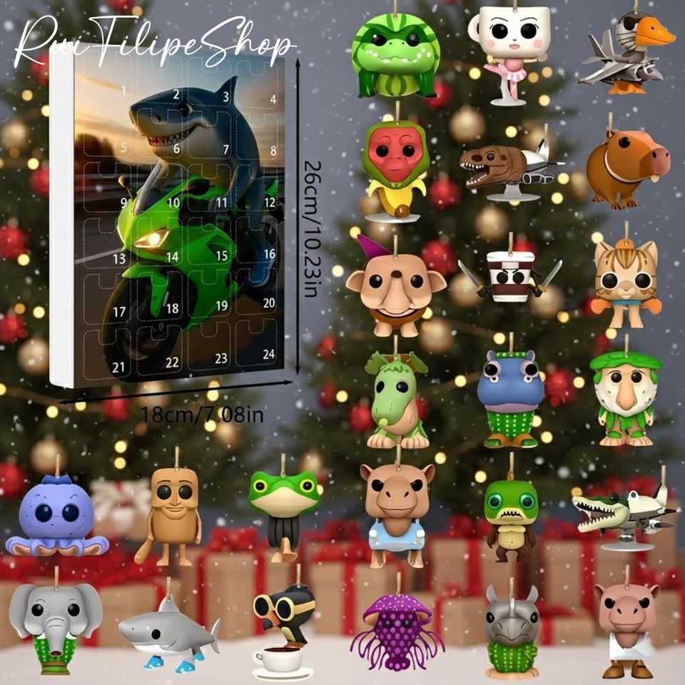 Funny Brainrot Advent Calendar, Funny Shark Advent Calendar, Funny Christmas Advent Calendar, Unique Holiday Countdown Gift