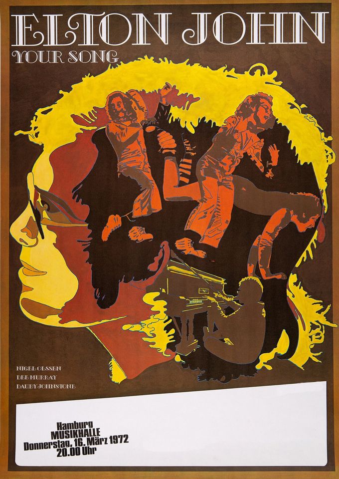 Elton John 1972 Hamburg- Concert poster