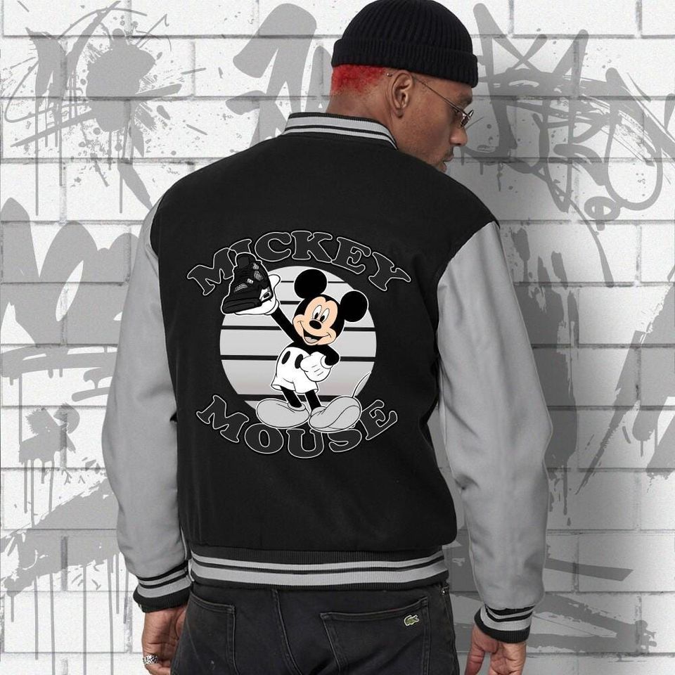 Custom Disney Mickey Mouse White Thunder Varsity Jacket, Mickey Mouse Baseball Jacket