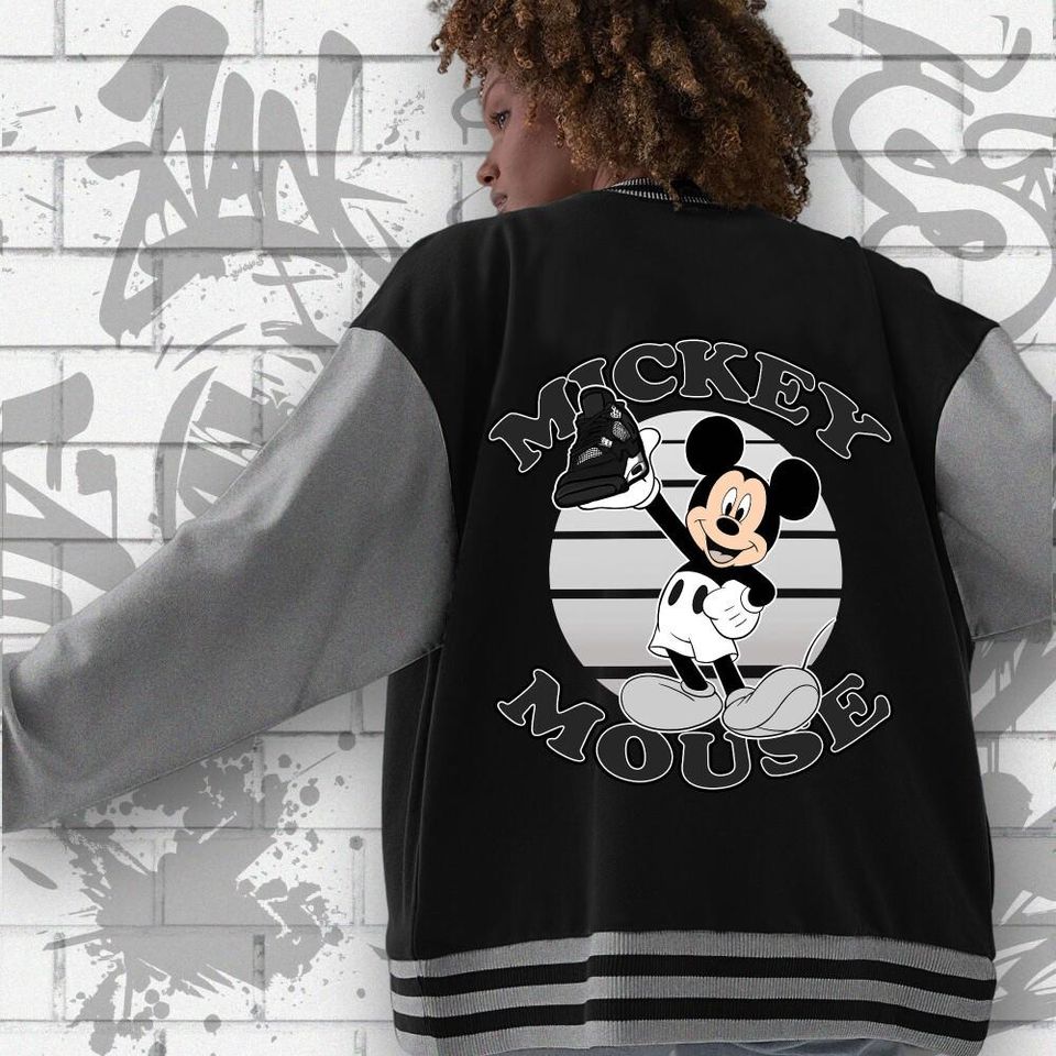 Custom Disney Mickey Mouse White Thunder Varsity Jacket, Mickey Mouse Baseball Jacket