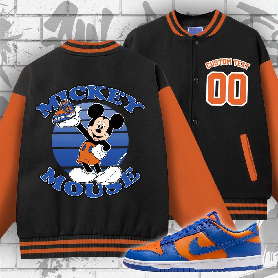 Custom Unisex Varsity Jacket, Mickey Mouse Sneaker, Varsity Jacket