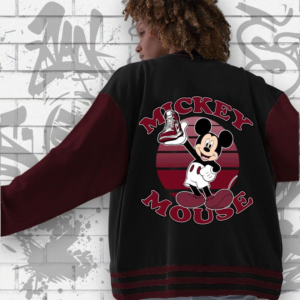 Custom Unisex Varsity Jacket, Mickey Mouse Sneaker, Varsity Jacket
