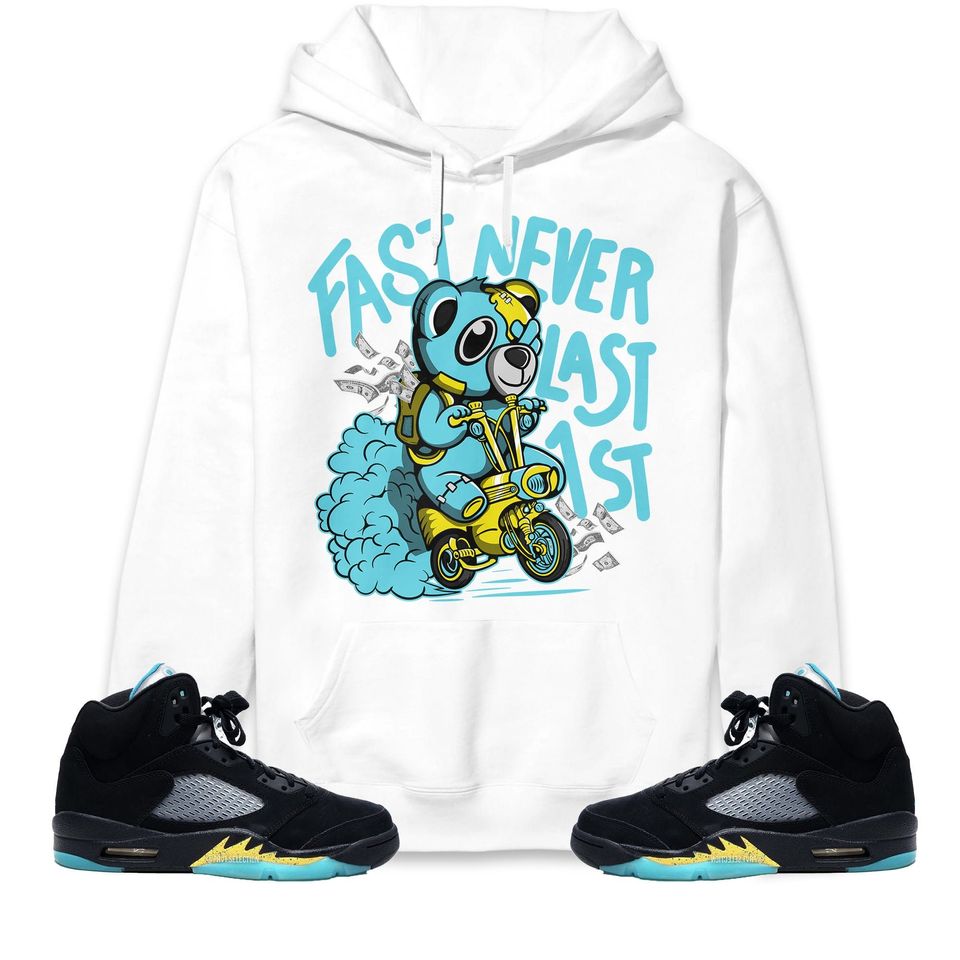 Fast Never Last BER Unisex Hoodie Match Jordan 5 Aqua