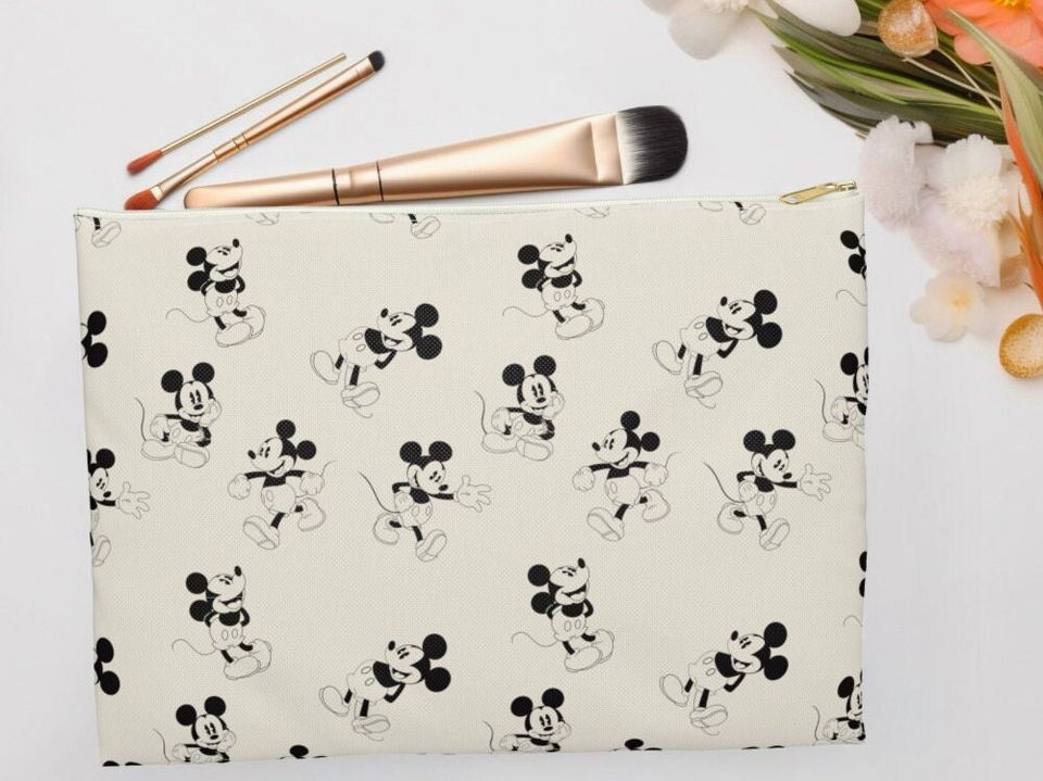 Neutral Mickey Mouse Accessory Pouch, Disney Vacation Gift
