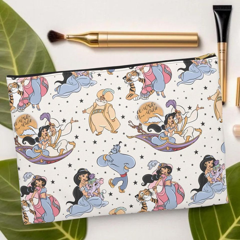 Princess Jasmine Makeup Bag, Personalized Cosmetic Pouch, Custom Makeup Brush