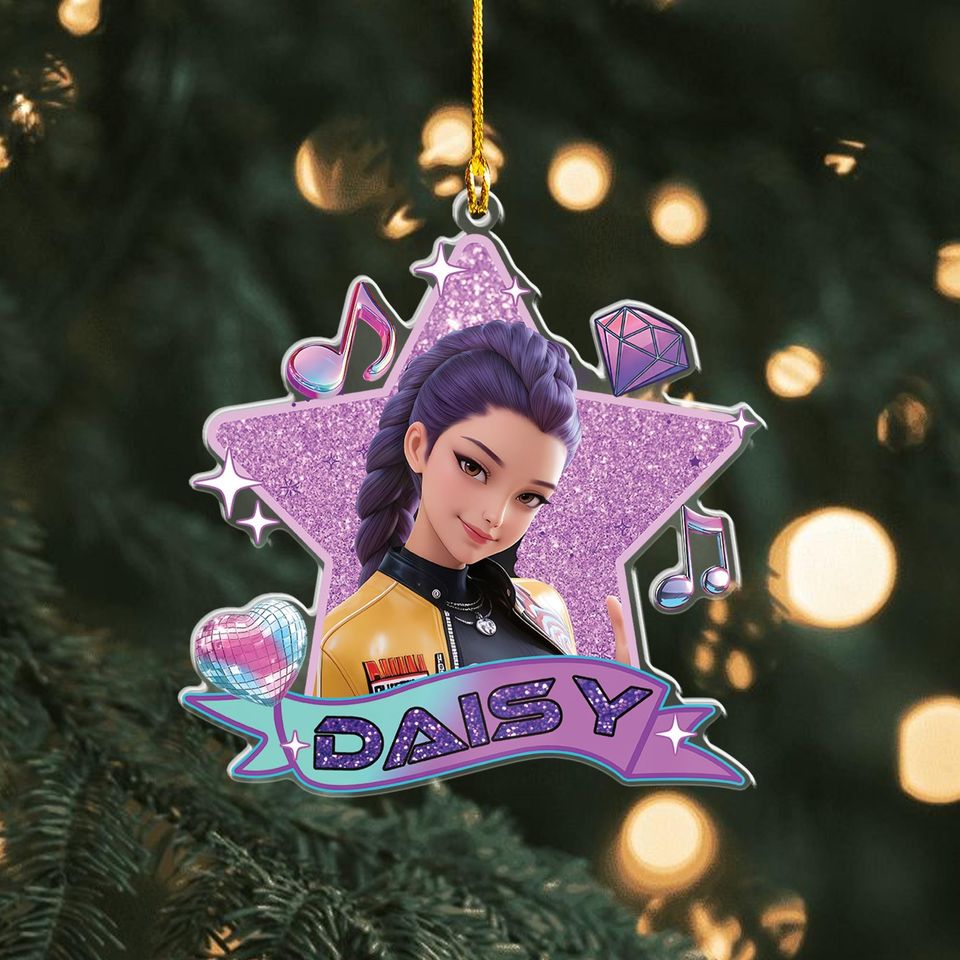 Personalized Name Huntrix Zoey Christmas Ornament, Custom Kpop Demon Hunter Ornament