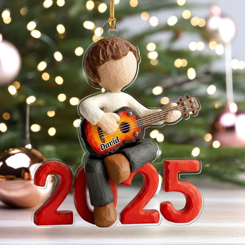 Personalized Guitar Dreamer Ornament, Custom Name Musician Gift