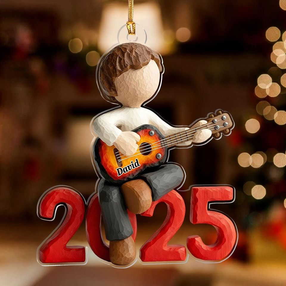 Personalized Guitar Dreamer Ornament, Custom Name Musician Gift