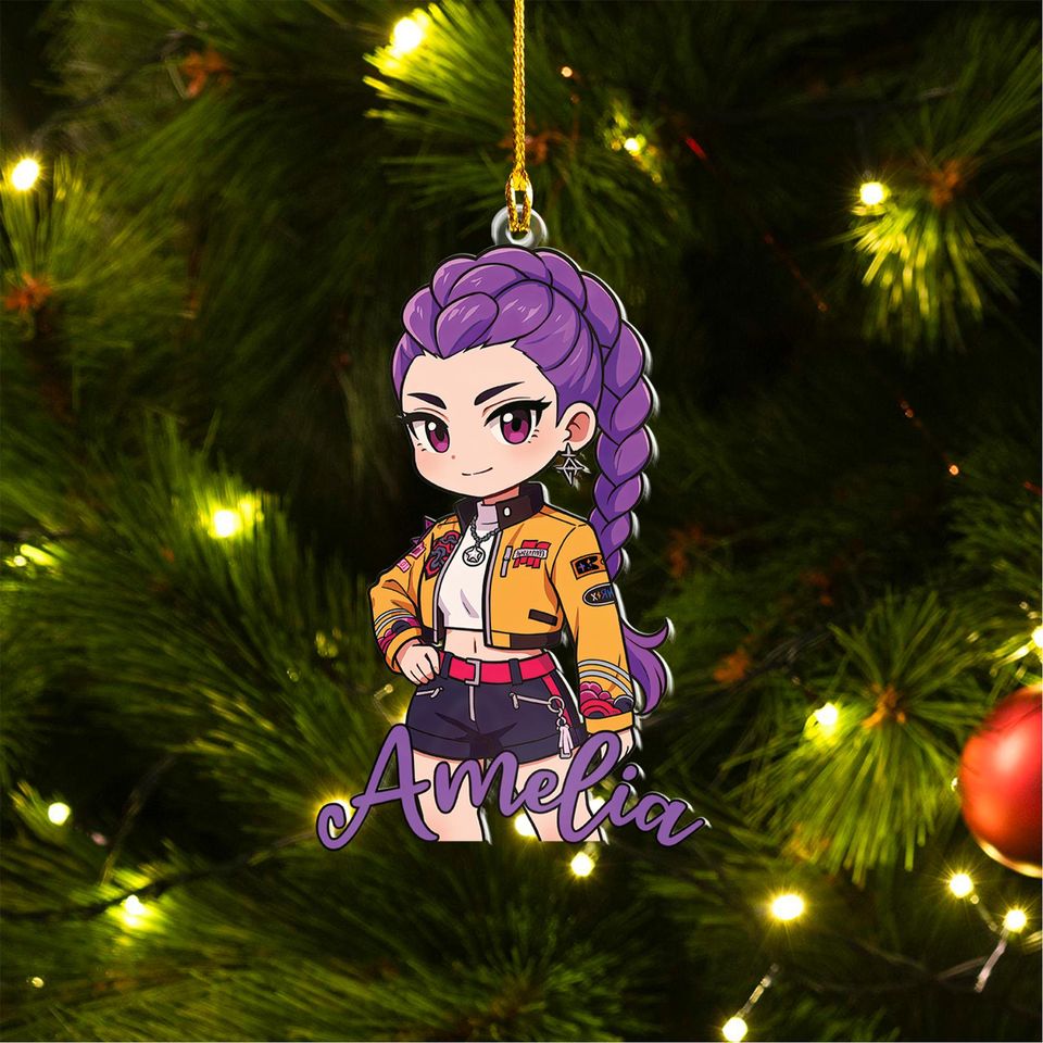Personalized Rumi Kpop Huntrix Ornament, Custom Name Anime/Game Character Keepsake