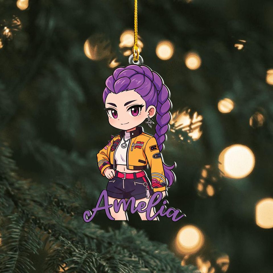 Personalized Rumi Kpop Huntrix Ornament, Custom Name Anime/Game Character Keepsake