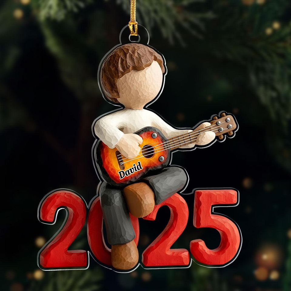 Personalized Guitar Dreamer Ornament, Custom Name Musician Gift