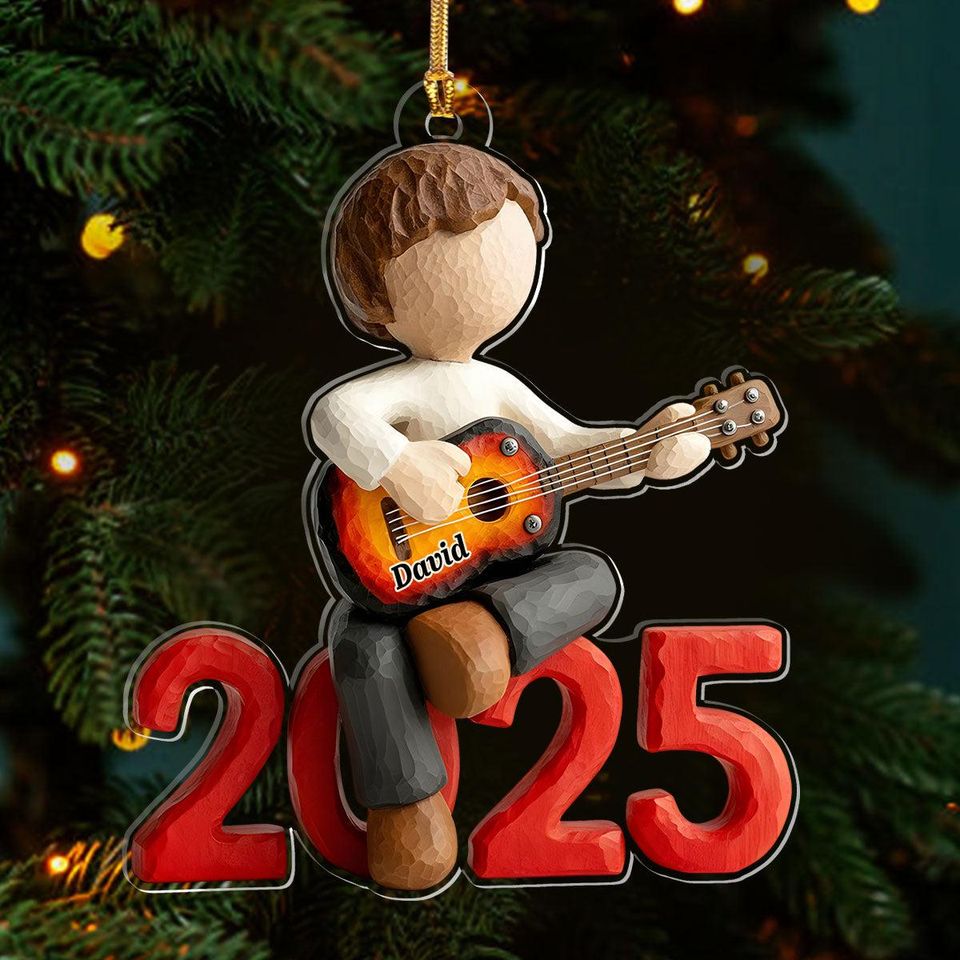 Personalized Guitar Dreamer Ornament, Custom Name Musician Gift