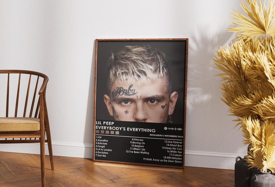 Lil Peep Everybody's Everything Poster, Emo Rap Wall Art, Sad Boy Aesthetic Print