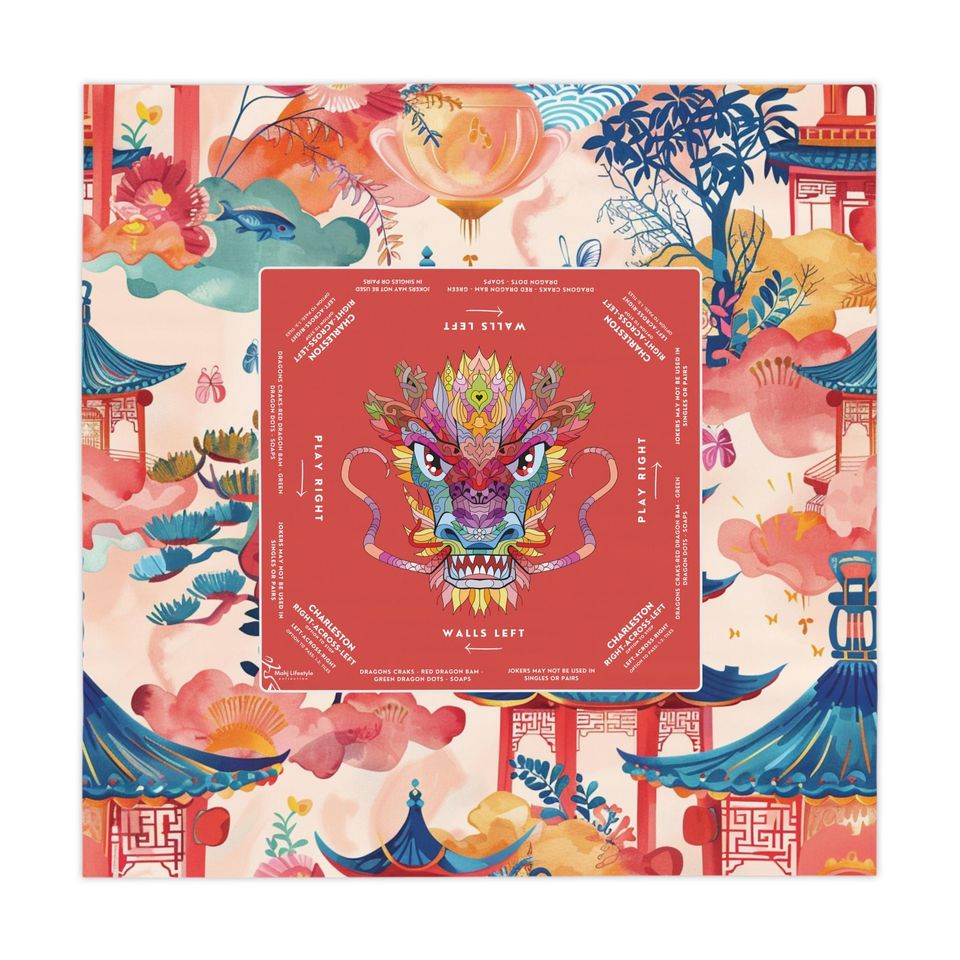 Majestic Dragon Colorful Mahjong Game Tablecloth