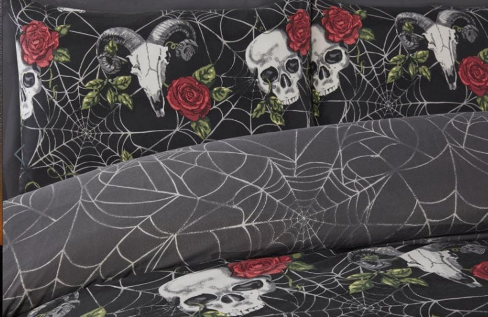 Skulls & Roses Halloween Bedding set, Vintage Halloween Decoration