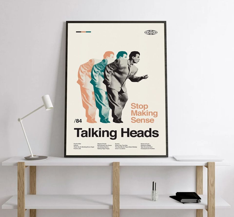Vintage Minimalist Mid Century Modern Art Talking Heads Stop Making Sense Poster