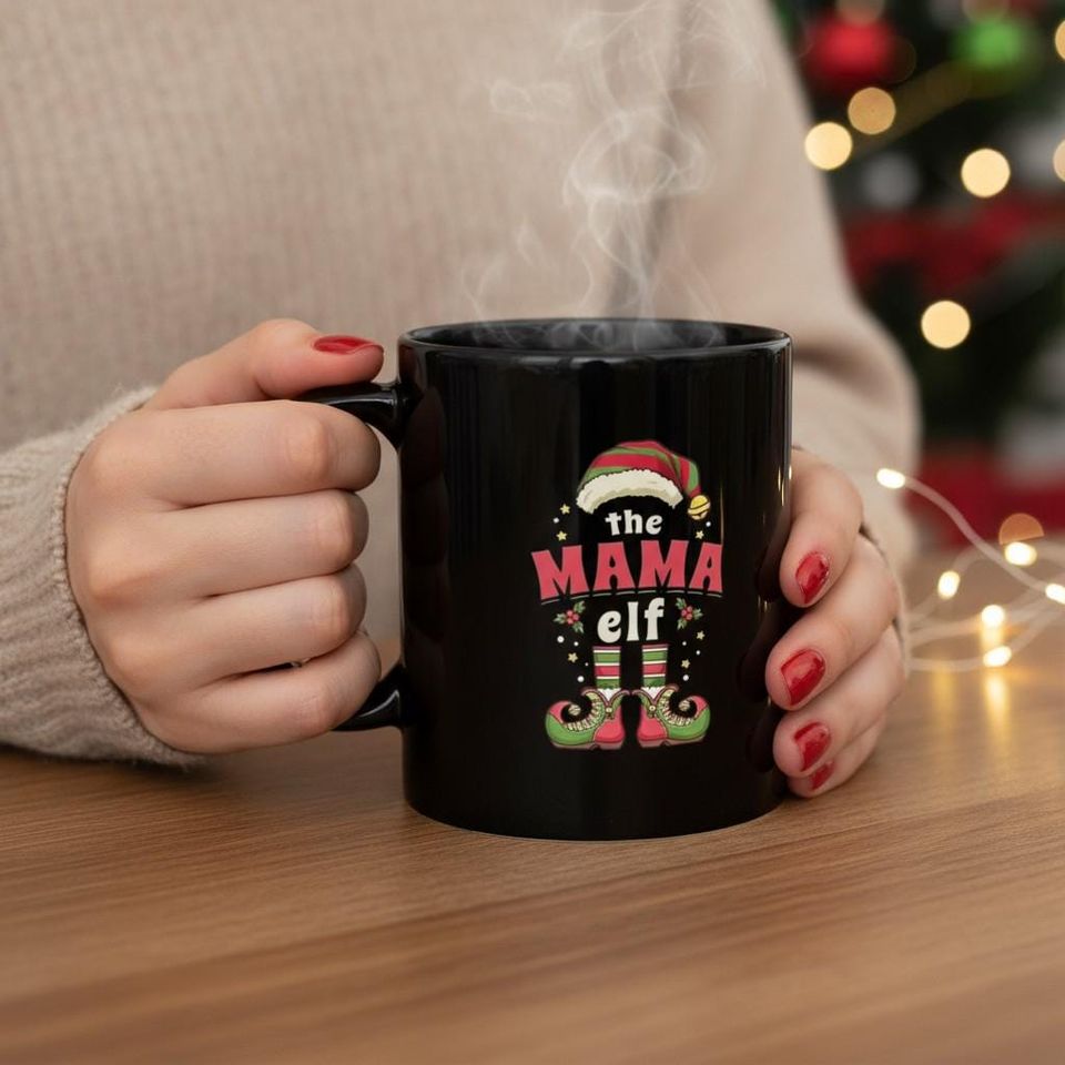 Mama Elf Christmas Mug: Funny Holiday Coffee Cup Gift