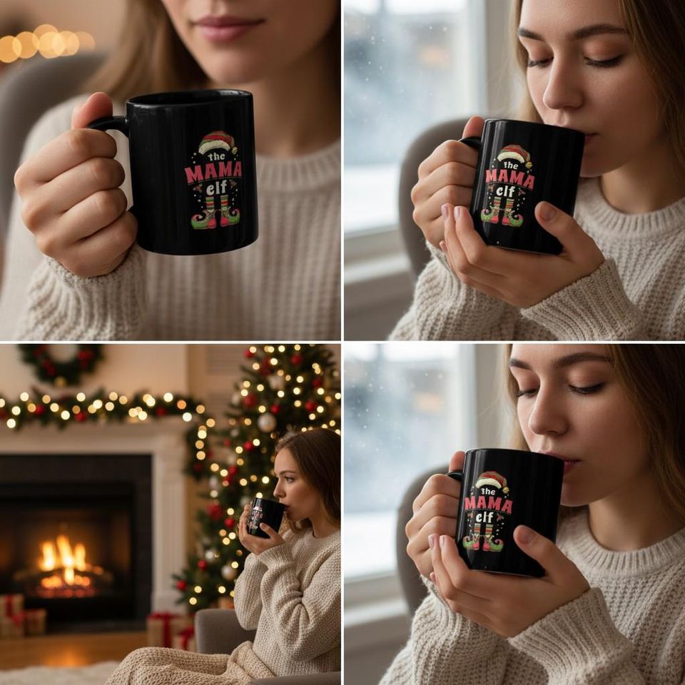 Mama Elf Christmas Mug: Funny Holiday Coffee Cup Gift
